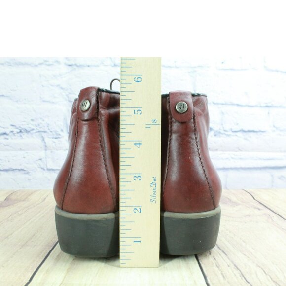 Wolky Dusky Burgundy Leather Lace Up Casual Wedge Bootie Size 41 US 10 - Picture 6 of 10